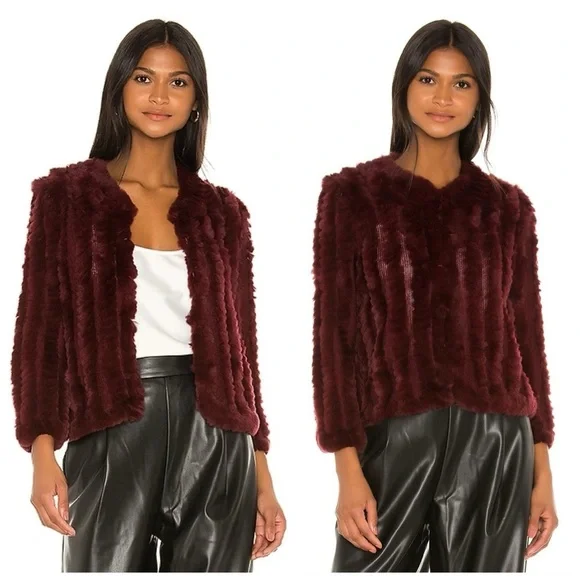 Heartloom Rosa Rabbit Fur Jacket Wine - Picture 12 of 12